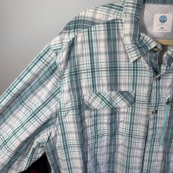 Nepallo Mens Plaid Button Up Shirt 3XL Nylon Fishing Hiking Camping UPF 50+ - Picture 8 of 13